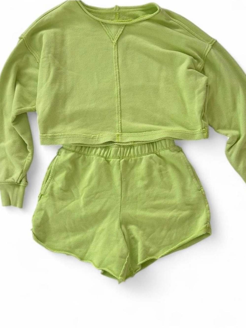 Aerie Neon Lime Terry Two-Piece Lounge Set - Picture 2 of 5